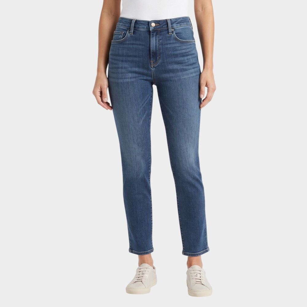 Chico's So Slimming Girlfriend Crop Jeans Dark Wash Size 10 Denim Blue